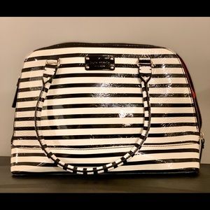 Kate Spade Rachelle bag in black and cream patent leather.   16 H x 11 L